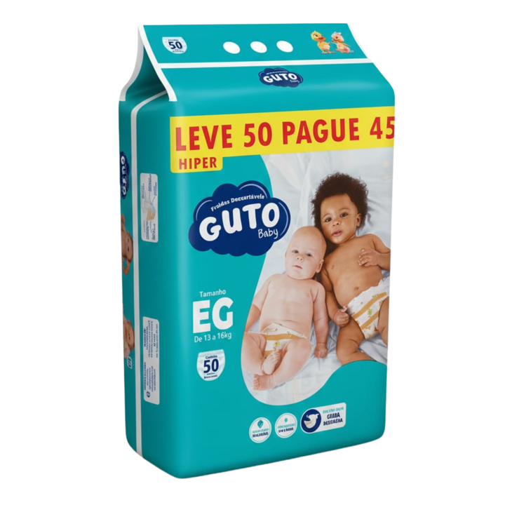  Fralda Guto Baby EG – 50 unidades (Leve 50 Pague 45)