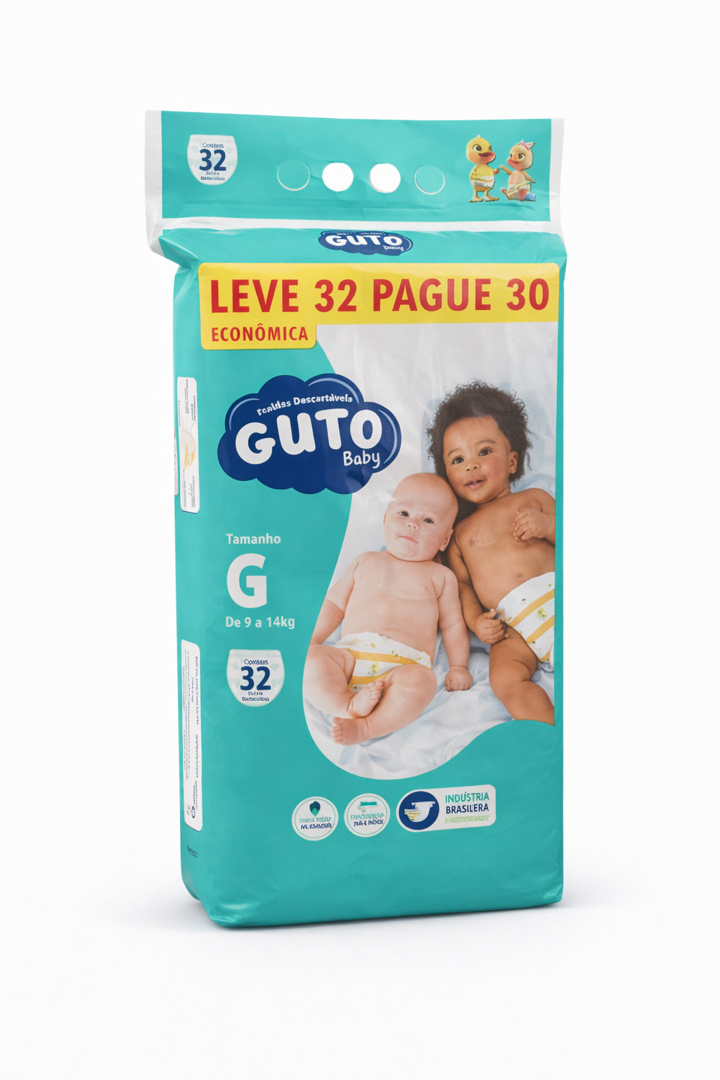 Fralda Guto Baby G – 32 unidades (Leve 32 Pague 30)