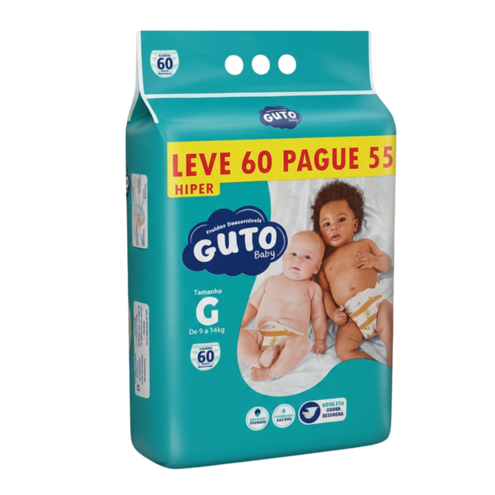  Fralda Guto Baby G – 60 unidades (Leve 60 Pague 55)