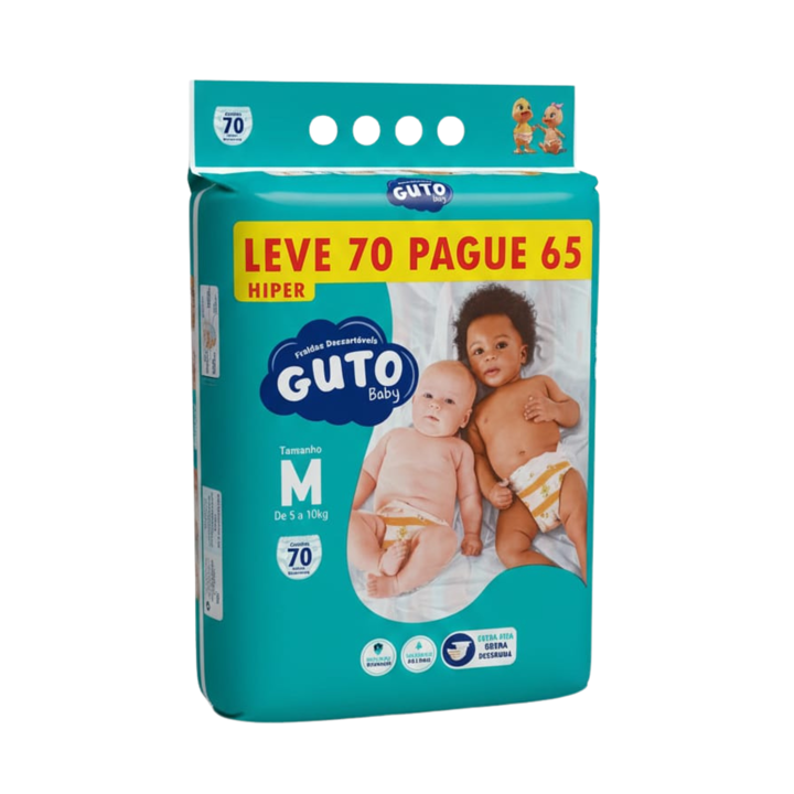 Fralda Guto Baby M – 70 unidades (Leve 70 Pague 65)