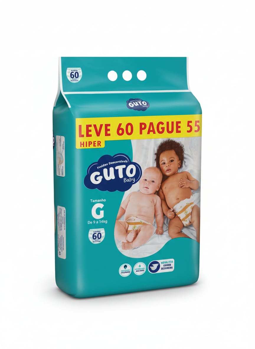 FRALDA GUTO BABY HIPER G C/ 60 UNID